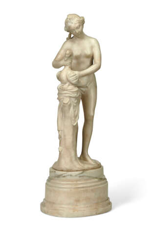 A WHITE MARBLE FIGURE OF A LADY WITH A SWAN - фото 2