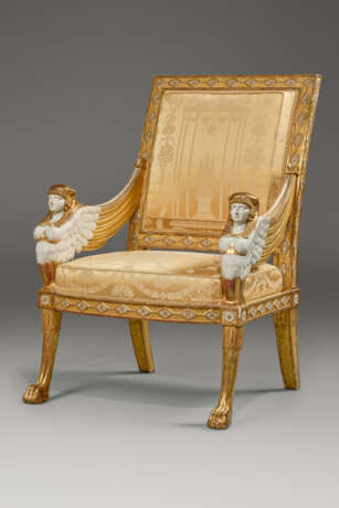A PAIR OF LATE LOUIS XVI WHITE-PAINTED AND GILTWOOD FAUTEUILS - Foto 5