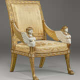 A PAIR OF LATE LOUIS XVI WHITE-PAINTED AND GILTWOOD FAUTEUILS - фото 11
