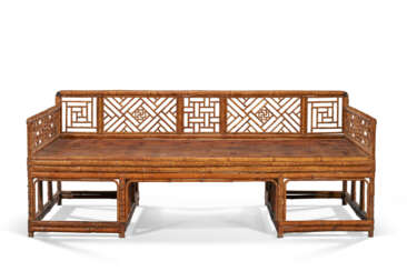A VERY RARE CHINESE LARGE SPOTTED BAMBOO LUOHAN BED, LUOHANCHUANG