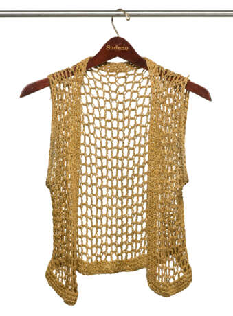 A GOLD CROCHETED VEST - фото 6