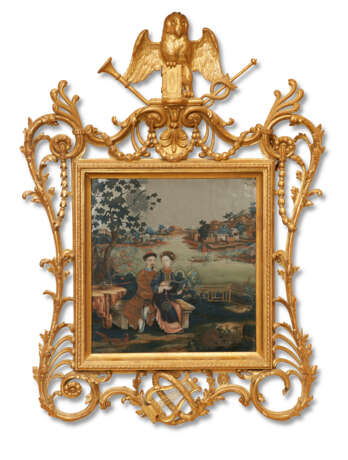 A CHINESE EXPORT REVERSE-PAINTED MIRROR IN A GEORGE III GILTWOOD FRAME - фото 1