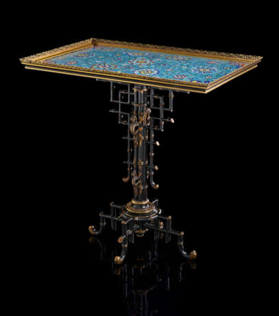 A FRENCH `JAPONISME` GILT AND PATINATED BRONZE AND CHINESE CLOISONNE ENAMEL TABLE - фото 1