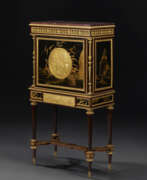 Adam Weisweiler. A LATE LOUIS XVI ORMOLU-MOUNTED THUYA, EBONY AND JAPANESE LACQUER SECRETAIRE A ABATTANT