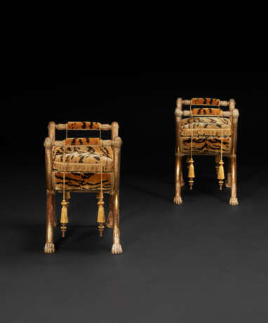 A PAIR OF CONSULAT GILTWOOD TABOURETS - photo 3