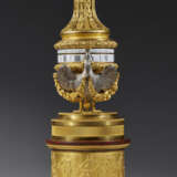 A LOUIS XVI ORMOLU, SILVERED BRONZE AND ROUGE GRIOTTE `PENDULE A CERCLES TOURNANTS` - Foto 3