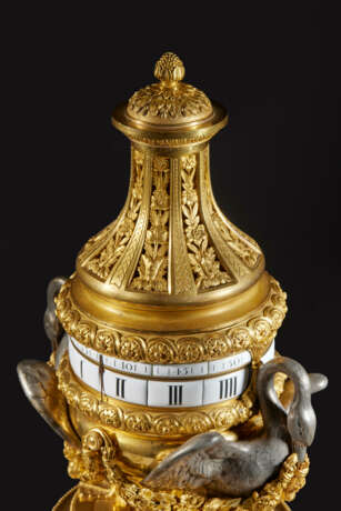 A LOUIS XVI ORMOLU, SILVERED BRONZE AND ROUGE GRIOTTE `PENDULE A CERCLES TOURNANTS` - photo 6