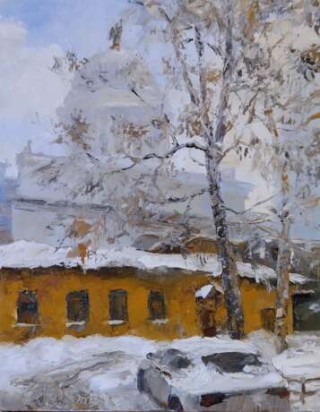 Питерский дворик зимой Canvas on the subframe Oil paint Contemporary realism Cityscape Russia 2023 - photo 1