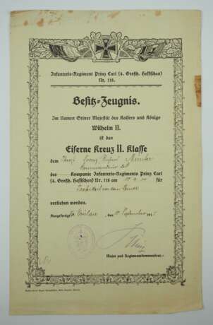 Hessen: Urkundennachlass des Kommandeurs des Infanterie-Regiments "Prinz Carl" (4. Großh. Hessisches) Nr. 118. - фото 6