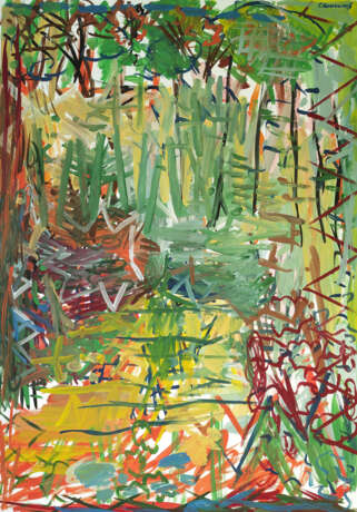 Голубой лес Paper Gouache Abstract Expressionism Landscape painting Russia 2023 - photo 1