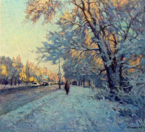 Зимний вечер Canvas Oil Realism Cityscape Ukraine 2023 - photo 4