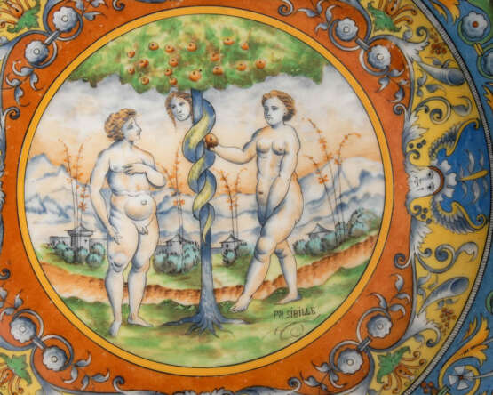 Zierteller mit Adam-und-Eva-Motiv. - Foto 2