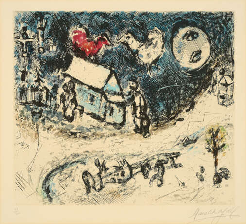 Marc Chagall. Les Coqs sur le toit - фото 1