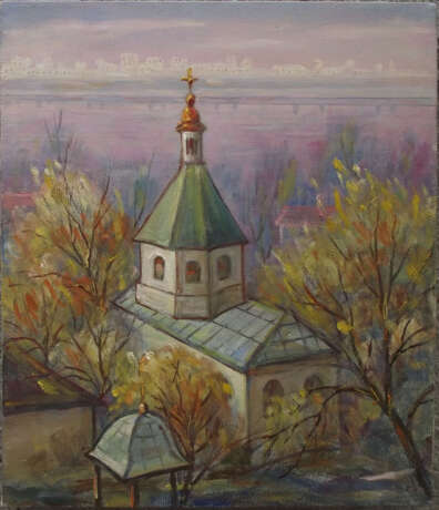В монастыре Лавра. Canvas on the subframe Oil paint Impressionism Cityscape Ukraine 2020 - photo 2