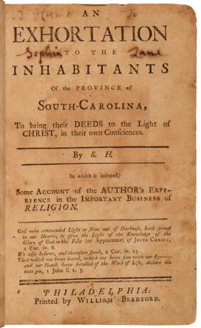 An Exhortation to the Inhabitants of the Province of South Carolina - Foto 1