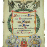 Autographen Mappe für den Generalleutnant von Schack anläßlich seines 50jährigen Dienstjubiläums am 22. Dezember 1856 - das Offizierskorps der 15. Division. - фото 1