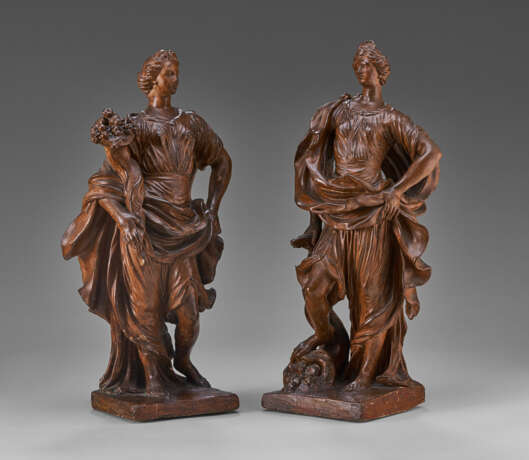 A PAIR OF TERRACOTTA ALLEGORICAL FIGURES OF ABUNDANCE AND FORTUNE - photo 1