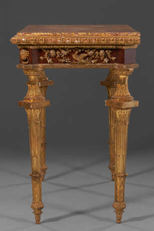 A PAIR OF NORTH ITALIAN GILTWOOD, FAUX PORPHYRY, LAPIS LAZULI AND MARBLE-MOUNTED CONSOLES - фото 6