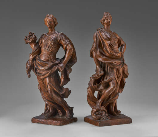 A PAIR OF TERRACOTTA ALLEGORICAL FIGURES OF ABUNDANCE AND FORTUNE - photo 6