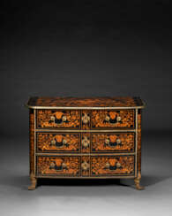 A LOUIS XIV ORMOLU-MOUNTED EBONY AND FLORAL MARQUETRY COMMODE