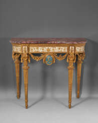A LOUIS XVI CREAM-PAINTED AND PARCEL-GILT CONSOLE