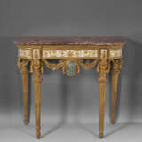 A LOUIS XVI CREAM-PAINTED AND PARCEL-GILT CONSOLE - фото 1