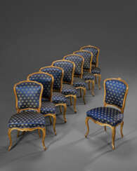 A SET OF EIGHT NORTH ITALIAN GILTWOOD SIDECHAIRS