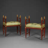 A PAIR OF NORTH ITALIAN PARCEL-GILT AND RED-PAINTED STOOLS - photo 1
