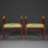 A PAIR OF NORTH ITALIAN PARCEL-GILT AND RED-PAINTED STOOLS - photo 2