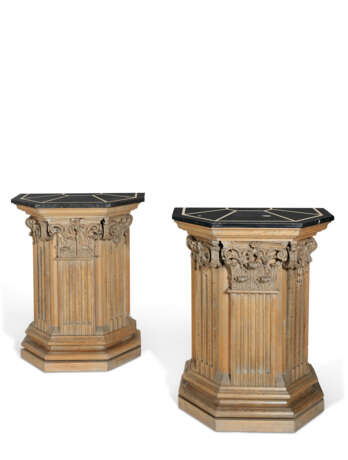 A PAIR OF CARVED OAK PEDESTALS - photo 1