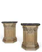 Дуб. A PAIR OF CARVED OAK PEDESTALS