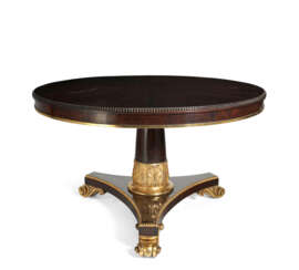 A GEORGE IV STYLE MAHOGANY AND PARCEL-GILT CENTER TABLE