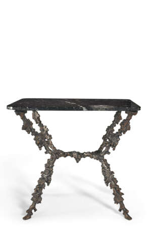 A PAIR OF CAST-IRON MARBLE-TOPPED CONSOLE TABLES - photo 3