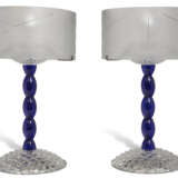 A PAIR OF FRENCH BLUE, ETCHED AND CUT-GLASS TABLE LAMPS - фото 1