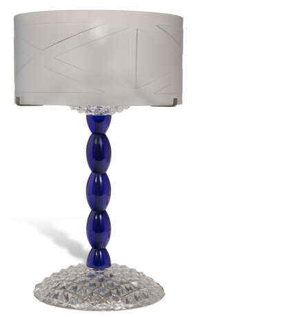 A PAIR OF FRENCH BLUE, ETCHED AND CUT-GLASS TABLE LAMPS - photo 4