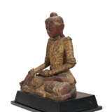 A SOUTH-EAST ASIAN RED-PAINTED AND PARCEL-GILT SEATED FIGURE OF BUDDHA - photo 6