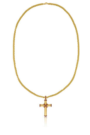 THEO FENNELL RUBY AND GOLD CROSS PENDANT - photo 1