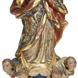 FIVE SPANISH COLONIAL GILT AND POLYCHROME-DECORATED CARVED WOOD RELIGIOUS FIGURES - Foto 8