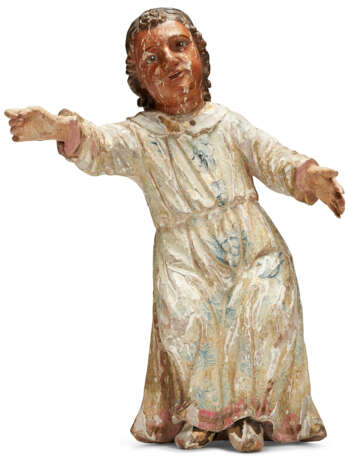 FIVE SPANISH COLONIAL GILT AND POLYCHROME-DECORATED CARVED WOOD RELIGIOUS FIGURES - Foto 10