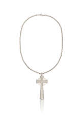 THEO FENNELL DIAMOND AND WHITE GOLD CROSS PENDANT-NECKLACE