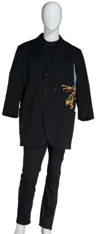 AN EMBROIDERED BLACK WOOL OVERCOAT - photo 1