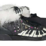 A PAIR OF BLACK AND WHITE 'PIANO' SNEAKERS - фото 2