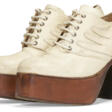 A PAIR OF CREAM AND BROWN LEATHER PLATFORM SHOES - Auction prices