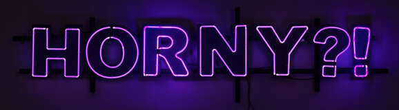 A NEON `HORNY?!` SIGN - photo 1