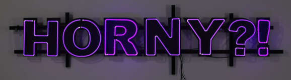 A NEON `HORNY?!` SIGN - photo 4