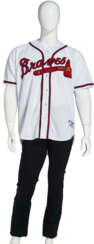 TWO ATLANTA BRAVES BASEBALL JACKETS AND A BASEBALL JERSEY