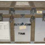 A GREY PAINTED WOOD TRAVEL TOUR TRUNK - photo 1