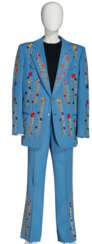 AN EMBROIDERED BLUE WOOL RODEO STYLE SUIT