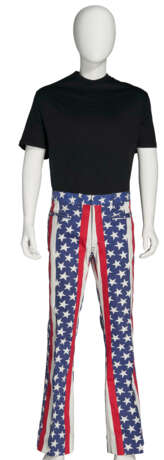 A PAIR OF PRINTED `STARS AND STRIPES` DENIM TROUSERS - photo 1