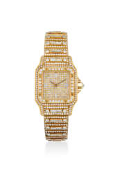 CARTIER. AN 18K GOLD AUTOMATIC WRISTWATCH WITH AFTERMARKET DIAMOND SETTINGS